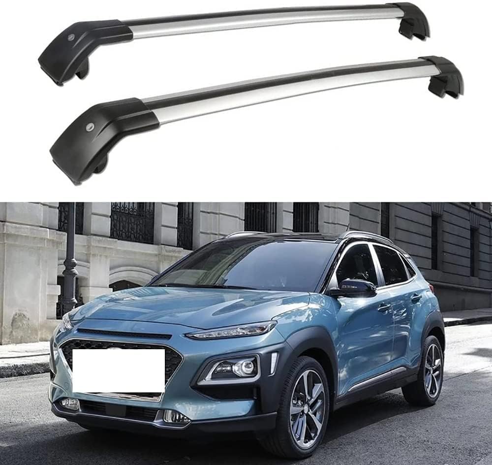 2 Stück Aluminium-Querträger für Autodachgepäckträger für Hyundai Kona/Kona EV 2017-2020, Auto Offene Dachreling Dachgepäckablage Diebstahl-Bars Auto Zubehör von LIULAOGEN