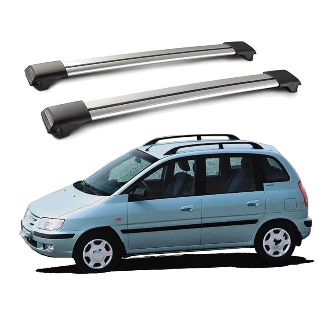 2 Stück Aluminium-Querträger für Autodachgepäckträger für Hyundai Matrix 5 Door MPV 2001-2021, Auto Offene Dachreling Dachgepäckablage Diebstahl-Bars Auto Zubehör von LIULAOGEN