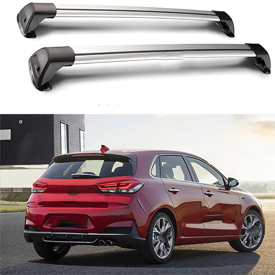 2 Stück Aluminium-Querträger für Autodachgepäckträger für Hyundai i30 Hatchback MK.III 2017, Auto Offene Dachreling Dachgepäckablage Diebstahl-Bars Auto Zubehör von LIULAOGEN