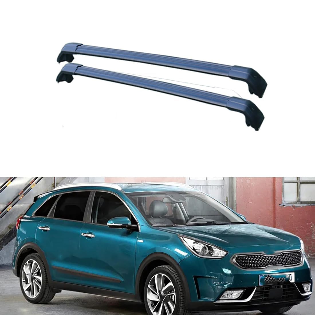 2 Stück Aluminium-Querträger für Autodachgepäckträger für KIA Niro/E Niro EV 2016-2018, Auto Offene Dachreling Dachgepäckablage Diebstahl-Bars Auto Zubehör,A-Black von LIULAOGEN