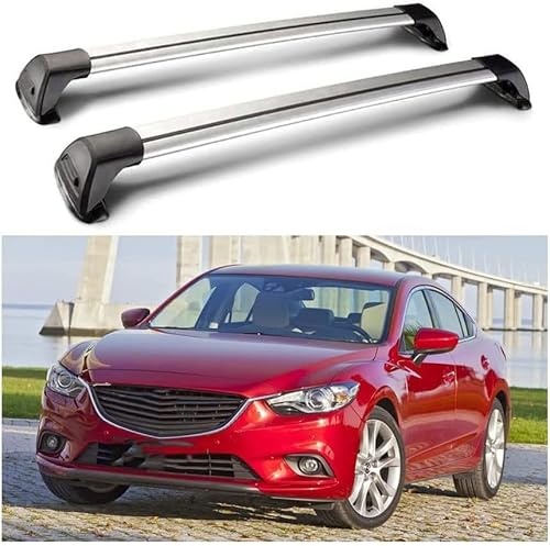 2 Stück Aluminium-Querträger für Autodachgepäckträger für Mazda 6 Sedan 2004-2015, Auto Offene Dachreling Dachgepäckablage Diebstahl-Bars Auto Zubehör von LIULAOGEN