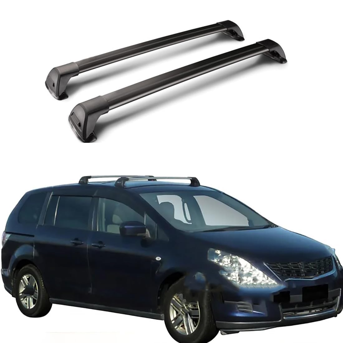 2 Stück Aluminium-Querträger für Autodachgepäckträger für Mazda 8 2011-2016, Auto Offene Dachreling Dachgepäckablage Diebstahl-Bars Auto Zubehör,A-Black von LIULAOGEN