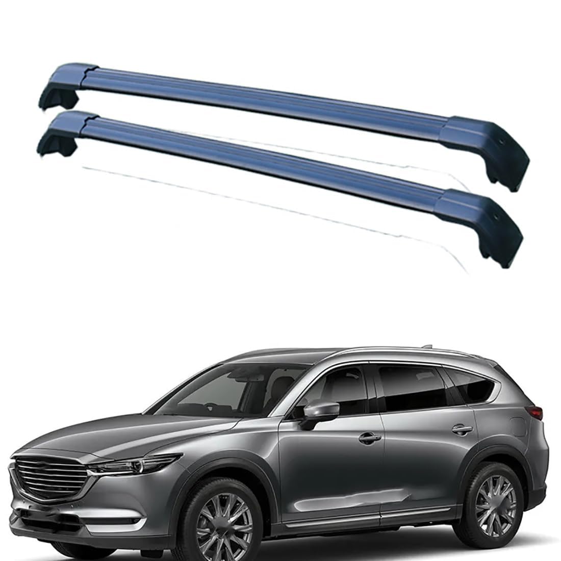2 Stück Aluminium-Querträger für Autodachgepäckträger für Mazda CX8 5door SUV 2018+, Auto Offene Dachreling Dachgepäckablage Diebstahl-Bars Auto Zubehör,A-Black von LIULAOGEN