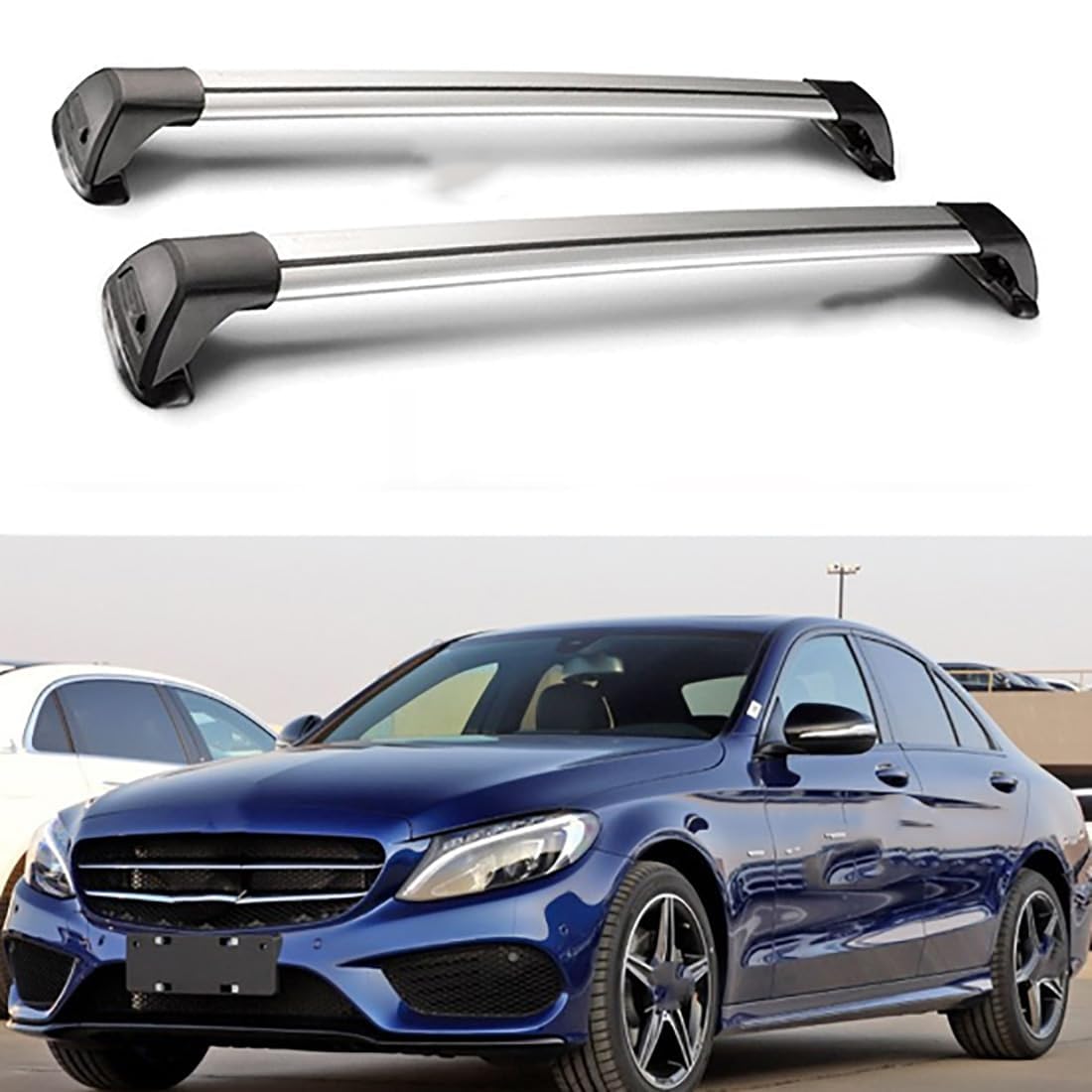 2 Stück Aluminium-Querträger für Autodachgepäckträger für Mercedes Benz C Class C205 4 Door Coupe 2016+, Auto Offene Dachreling Dachgepäckablage Diebstahl-Bars Auto Zubehör von LIULAOGEN