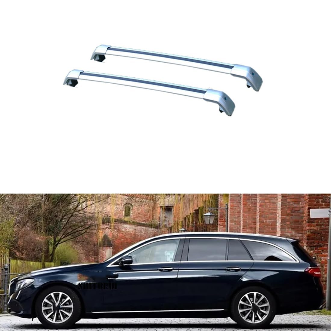 2 Stück Aluminium-Querträger für Autodachgepäckträger für Mercedes Benz E Class (S213) 5dr Estate 2016-2019, Auto Offene Dachreling Dachgepäckablage Diebstahl-Bars Auto Zubehör,B-Silver von LIULAOGEN