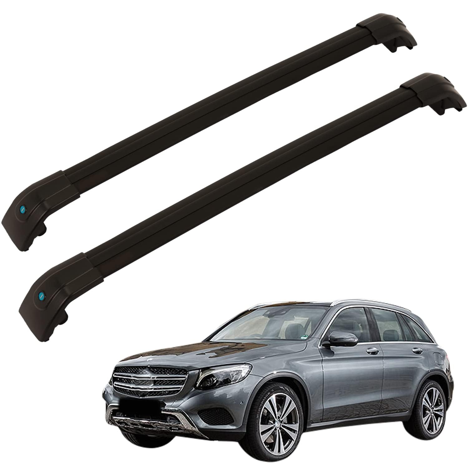 2 Stück Aluminium-Querträger für Autodachgepäckträger für Mercedes Benz GLC 2016-2121, Auto Offene Dachreling Dachgepäckablage Diebstahl-Bars Auto Zubehör von LIULAOGEN
