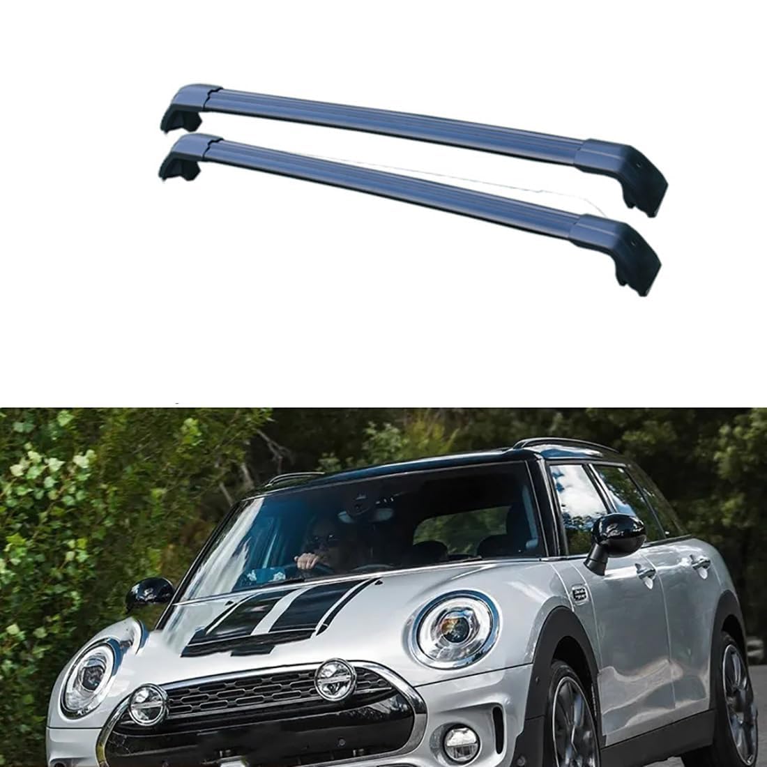 2 Stück Aluminium-Querträger für Autodachgepäckträger für Mini Clubman (F54) 2016-2022, Auto Offene Dachreling Dachgepäckablage Diebstahl-Bars Auto Zubehör,A-Black von LIULAOGEN