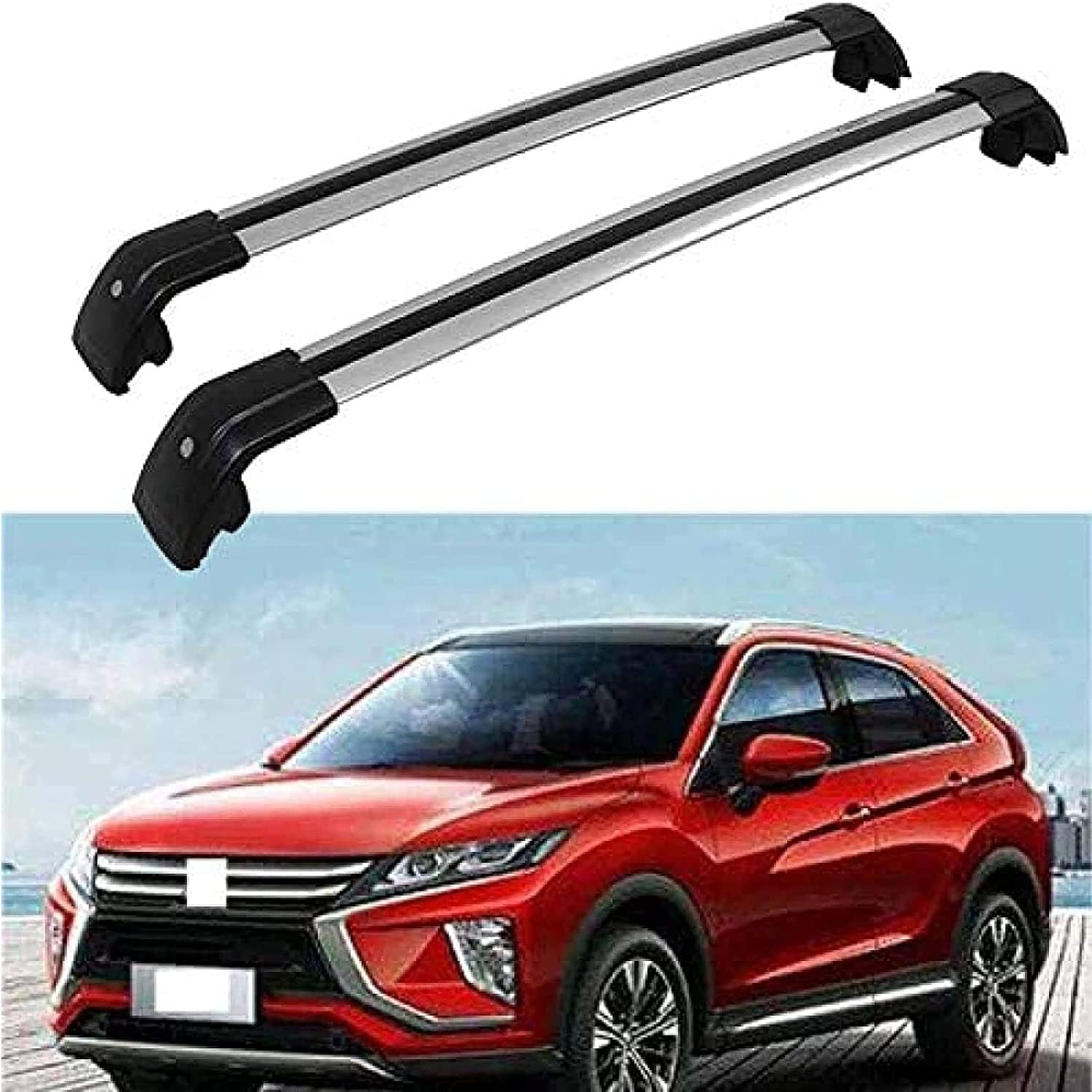 2 Stück Aluminium-Querträger für Autodachgepäckträger für Mitsubishi Eclipse Cross 2018-2020, Auto Offene Dachreling Dachgepäckablage Diebstahl-Bars Auto Zubehör von LIULAOGEN