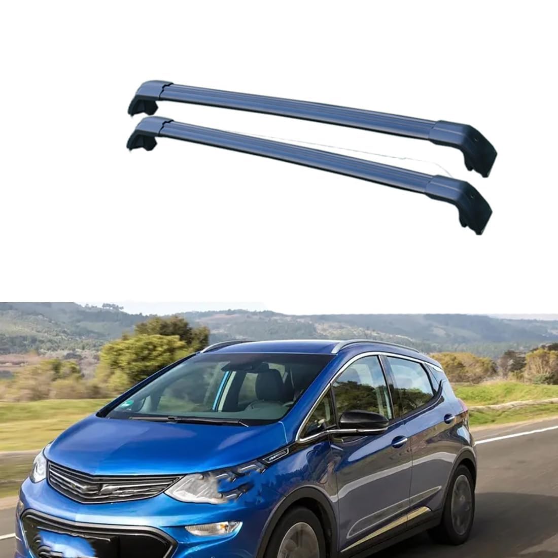 2 Stück Aluminium-Querträger für Autodachgepäckträger für Opel Ampera Hatchback 2017-2020, Auto Offene Dachreling Dachgepäckablage Diebstahl-Bars Auto Zubehör,A-Black von LIULAOGEN