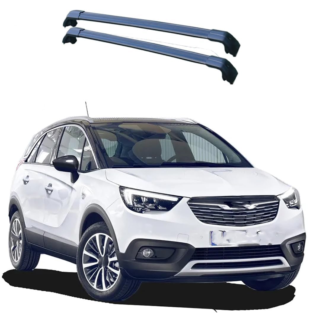 2 Stück Aluminium-Querträger für Autodachgepäckträger für Opel Crossland X 5door SUV 2017, Auto Offene Dachreling Dachgepäckablage Diebstahl-Bars Auto Zubehör,A-Black von LIULAOGEN