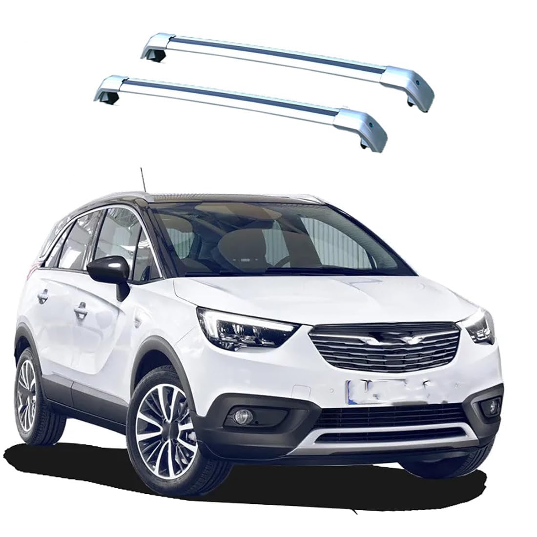 2 Stück Aluminium-Querträger für Autodachgepäckträger für Opel Crossland X 5door SUV 2017, Auto Offene Dachreling Dachgepäckablage Diebstahl-Bars Auto Zubehör,B-Silver von LIULAOGEN