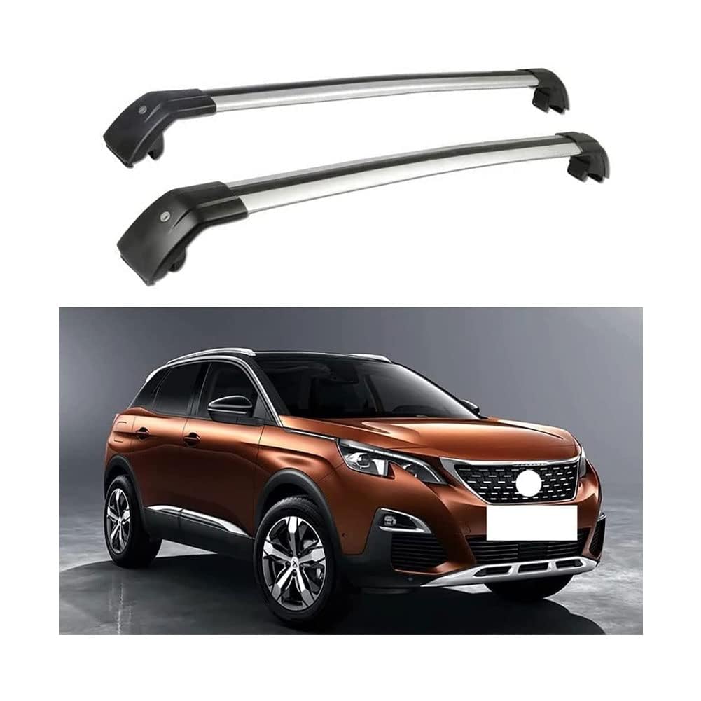 2 Stück Aluminium-Querträger für Autodachgepäckträger für Peugeot 3008 2017-2022, Auto Offene Dachreling Dachgepäckablage Diebstahl-Bars Auto Zubehör von LIULAOGEN