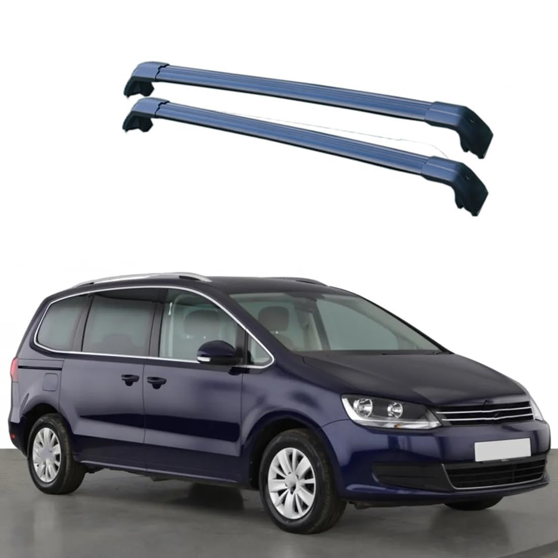 2 Stück Aluminium-Querträger für Autodachgepäckträger für VW Sharan 5 Door MPV 2010-2022, Auto Offene Dachreling Dachgepäckablage Diebstahl-Bars Auto Zubehör,A-Black von LIULAOGEN