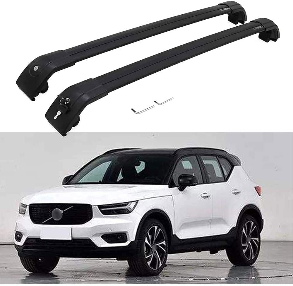 2 Stück Aluminium-Querträger für Autodachgepäckträger für Volvo XC40 2018-2021, Auto Offene Dachreling Dachgepäckablage Diebstahl-Bars Auto Zubehör von LIULAOGEN