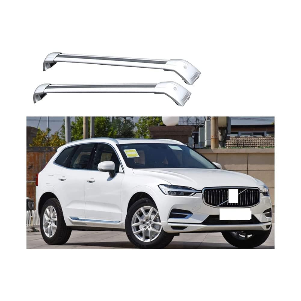 2 Stück Aluminium-Querträger für Autodachgepäckträger für Volvo XC60 2008-2023, Auto Offene Dachreling Dachgepäckablage Diebstahl-Bars Auto Zubehör von LIULAOGEN