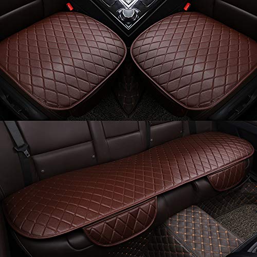 LIULAOGEN 3 Teiliges Set Auto Sitzkissen für Hyundai Equus(5seats) 2010-2017, Komfortschutz für Das Innenkissen des Autos, Sitzauflage Vordersitzbezüge und Rücksitzbezüge Zubehör,C/BROWN von LIULAOGEN