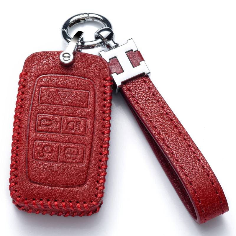 Auto Schlüsselanhänger für Land Rover,Key Cover Case mit Schlüsselanhänger Fit für Land Rover 2018 2019 Land Rover Range Rover Smart Auto Fernbedienung Schlüsselanhänger Abdeckung-Rot von LIUMEIXI