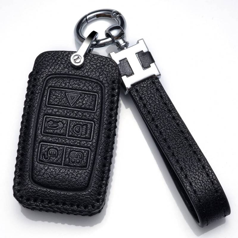 Auto Schlüsselanhänger für Land Rover,Key Cover Case mit Schlüsselanhänger Fit für Land Rover 2018 2019 Land Rover Range Rover Smart Auto Fernbedienung Schlüsselanhänger Abdeckung-Schwarz von LIUMEIXI