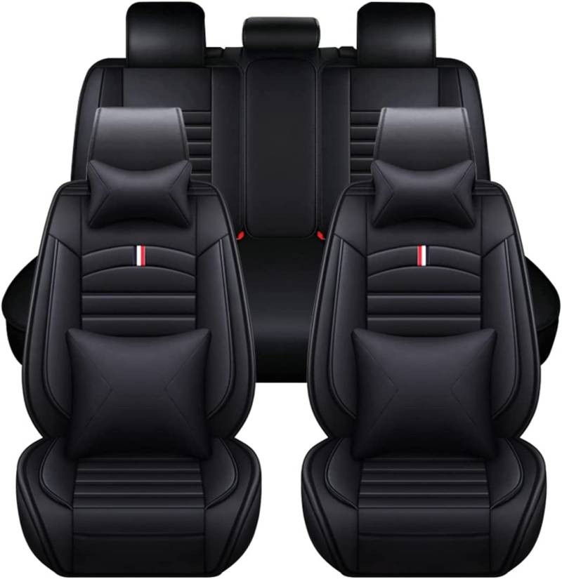 Autositzbezüge für Nissan Micra K14 2017-2022,Vorne und Hinten Allwetter Komfortabler Leder wasserdichte Autositzbezüge Full Set,Sitzbezügesets Sitzschoner Zubehör,Luxurious_Set-A_Black von LIVEZ