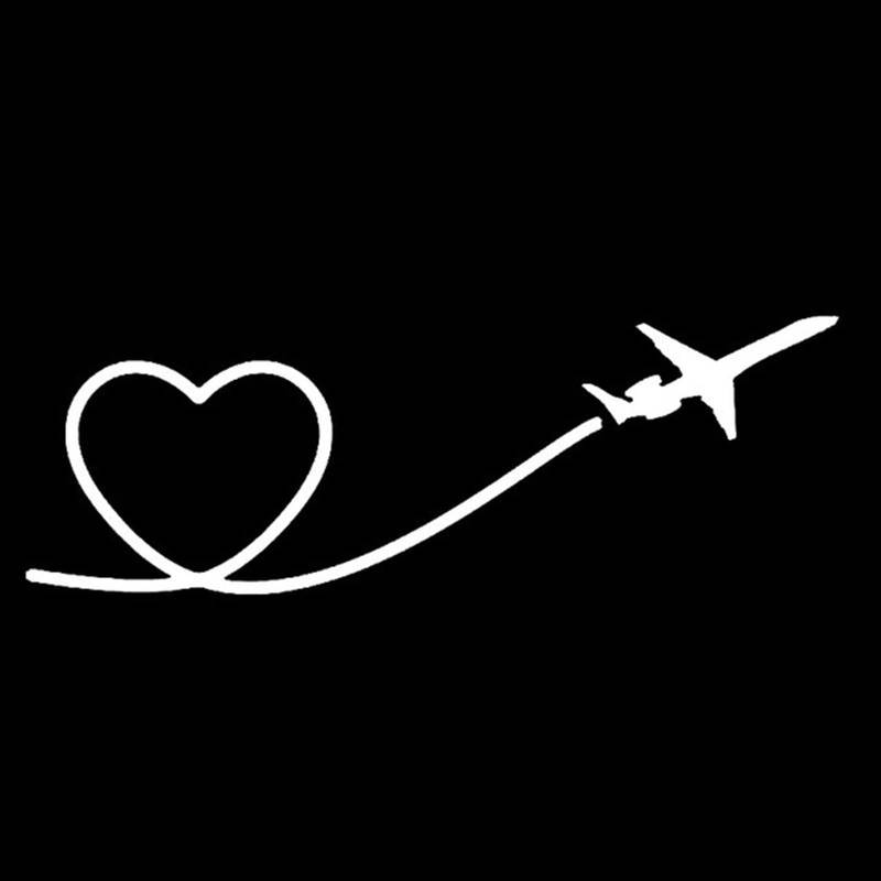 Autoaufkleber Auto Delicate Flying Plane Trail of Heart Love Vinyl Cleverer Aufkleber Verschiedene Grafische Aufkleber PVC Aufkleber(Black) von LIVZFRLZ