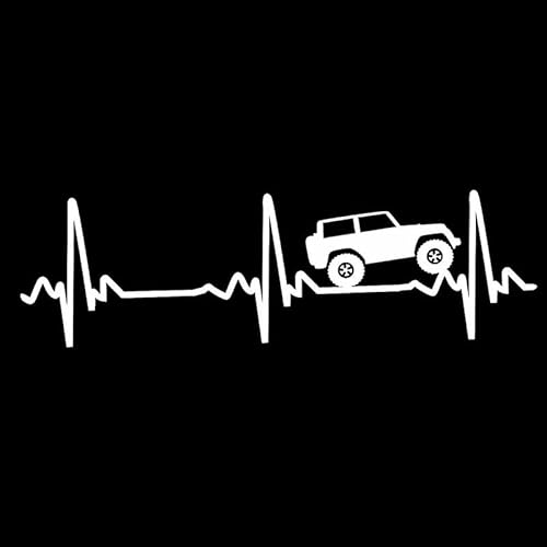 Autoaufkleber Auto Herzschlag EKG 4x4 Schutz Aufkleber LKW Laptop PVC Aufkleber Für Jeep Wrangler PVC Aufkleber(Black) von LIVZFRLZ