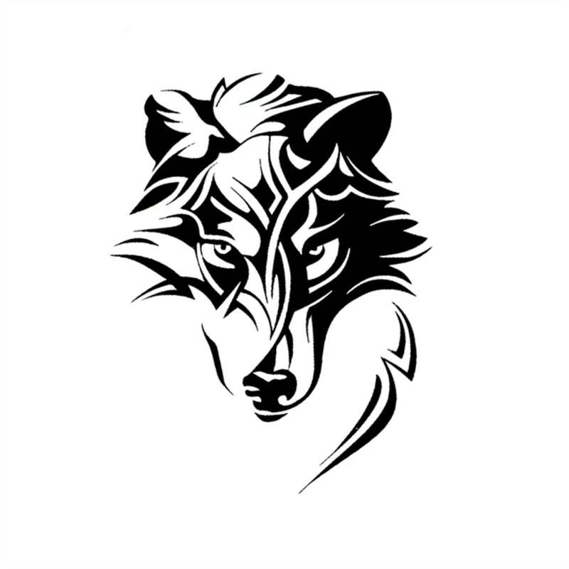 Autoaufkleber Kreativer Abstrakter Wolf-Raubtier-Ornament-Kopf-Laptop-Aufkleber, Wasserdichter Sonnenschutz-PVC-Aufkleber PVC Aufkleber(Black) von LIVZFRLZ