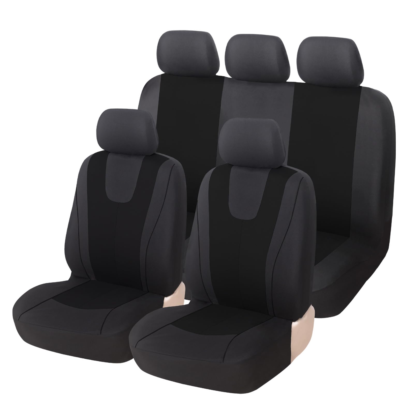 LIYUANMU 5-Sitze Autositzbezüge Sitzbezug für KIA NIRO Ⅱ/ NIRO EV/NIRO Hybrid 2022 2023, aus Polyesterfaser Komplett-Set mit Zubehör, Wasserdicht, Airbag kompatibel,A/BLACK von LIYUANMU