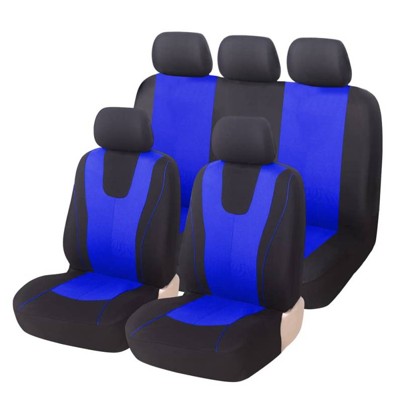 LIYUANMU 5-Sitze Autositzbezüge Sitzbezug für Mondeo MK3 2000-2007, aus Polyesterfaser Komplett-Set mit Zubehör, Wasserdicht, Airbag kompatibel,A/BLUE von LIYUANMU