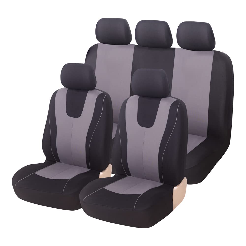 LIYUANMU 5-Sitze Autositzbezüge Sitzbezug für Toyota Rav4 Corolla Chr Yaris Avensis Auris Camry 4runner, aus Polyesterfaser Komplett-Set mit Zubehör, Wasserdicht, Airbag kompatibel,A/GRAY von LIYUANMU