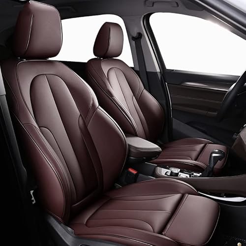 LIYUANMU Maßgeschneidertes Auto Leder Sitzbezüge Sets für BMW X1 2010-2023,Airbag kompatibel wasserdicht komplett vorne und hinten Schonbezüge,Auto zubehör,C/Coffee von LIYUANMU