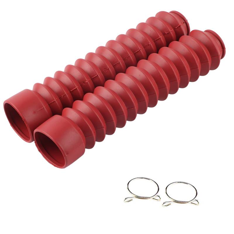 LIZEALUCKY 8-Zoll-Long-Travel-Gabel-Manschetten-Abdeckung, universelle Motorrad-Gummi-Gabelmanschetten, Stoßdämpfung, Staubschutz, 205 x 28 mm, 2 Stück(Rot) von LIZEALUCKY