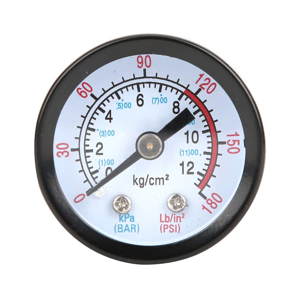 LIZEALUCKY Luftkompressor-Manometer, Druckluftmanometer 0~180 PSI, 0~12 Bar, Manometer-Messgerät 1,7 Zoll Durchmesser Für Schraubenkompressoren, Kolbenkompressoren von LIZEALUCKY