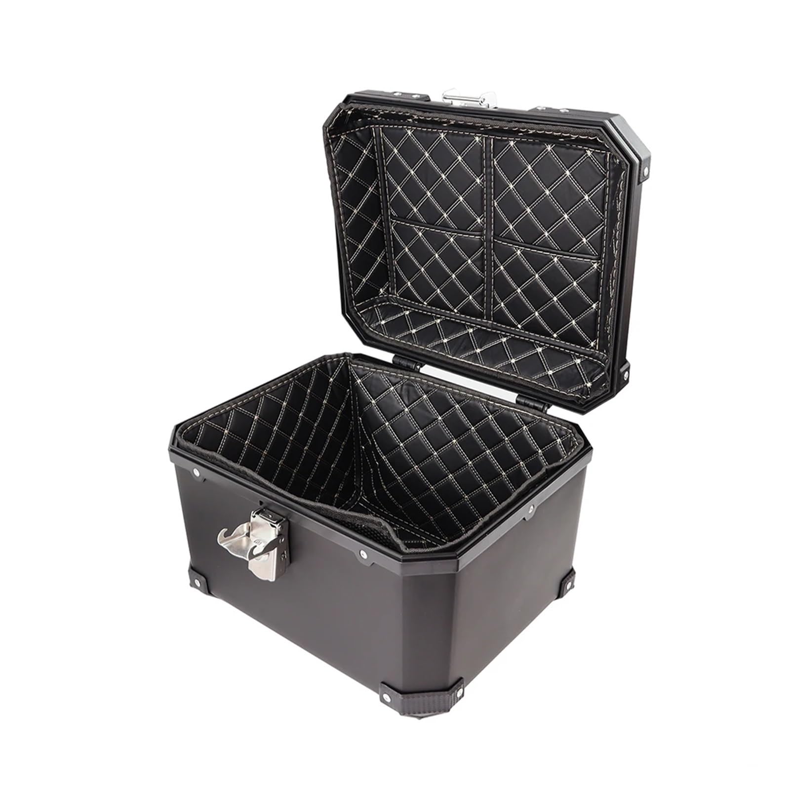 LIZHAYG Topcase Motorrad 45L Universal Motorrad Aluminiumlegierung Heckkoffer Gepäckkoffer Schnellverschluss Elektrisches Motorrad wasserdichte Heckbox Aufbewahrungsbox(Black) von LIZHAYG