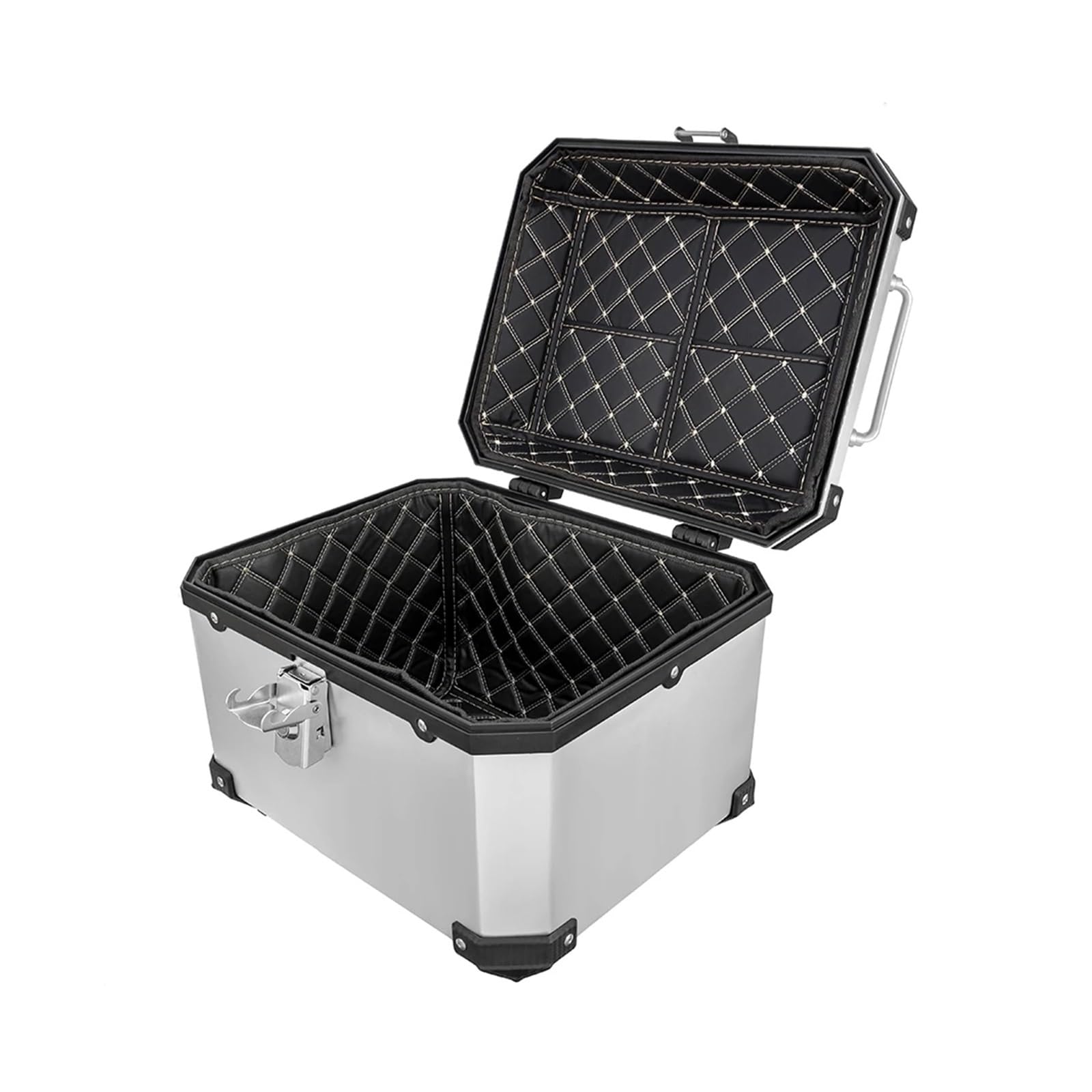 LIZHAYG Topcase Motorrad 45L Universal Motorrad Aluminiumlegierung Heckkoffer Gepäckkoffer Schnellverschluss Elektrisches Motorrad wasserdichte Heckbox Aufbewahrungsbox(Silver) von LIZHAYG