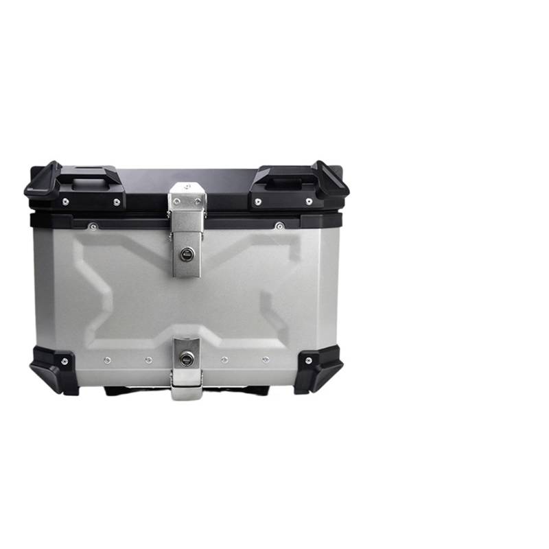 LIZHAYG Topcase Motorrad 55L 65L 80L Universal Motorrad Heckgepäck Kofferraum Lagerung Moto Top Case Box Wasserdicht Helm Schlüsselschloss Heck Toolbox Aluminium(55L B Silver) von LIZHAYG