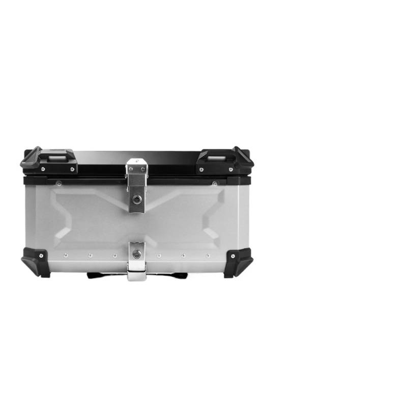 LIZHAYG Topcase Motorrad 55L 65L 80L Universal Motorrad Heckgepäck Kofferraum Lagerung Moto Top Case Box Wasserdicht Helm Schlüsselschloss Heck Toolbox Aluminium(65L B Silver) von LIZHAYG