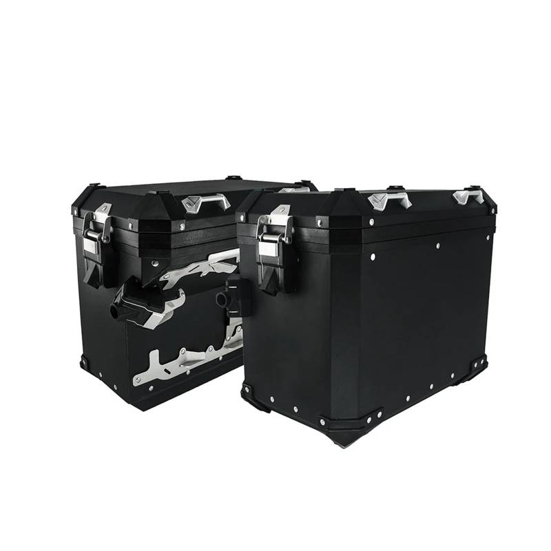 LIZHAYG Topcase Motorrad Aluminium-Box Gepäckträger Motorrad Heckkoffer Pannier Satteltasche Top Case Edelstahl Halterung(BK Panniers) von LIZHAYG