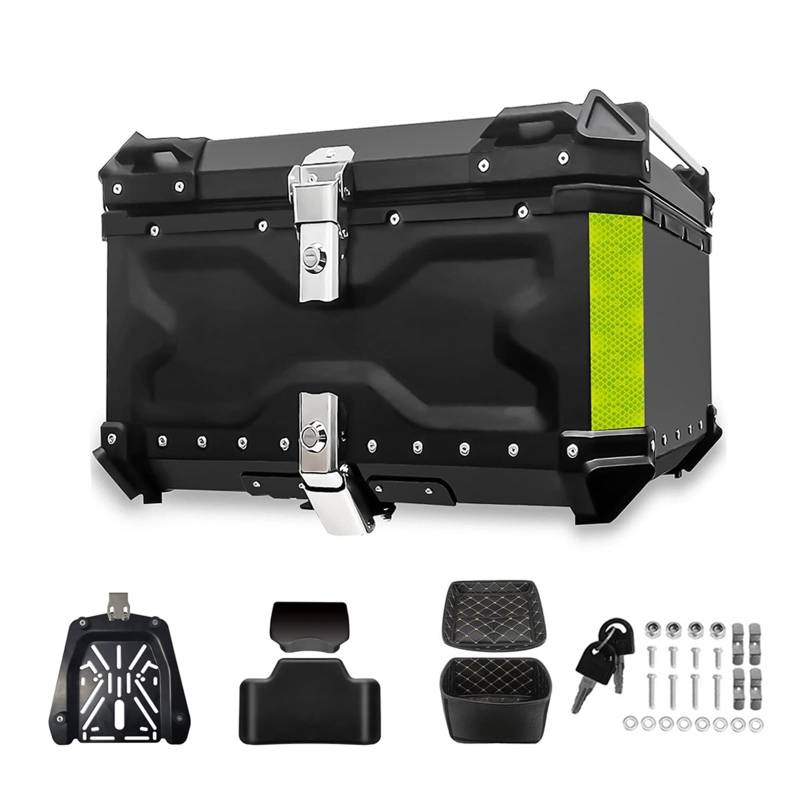 LIZHAYG Topcase Motorrad Motorrad Schwanz Box Stamm 55L Universal Top Schwanz Hinten Gepäck Werkzeug Fällen Toolbox(65L Black) von LIZHAYG