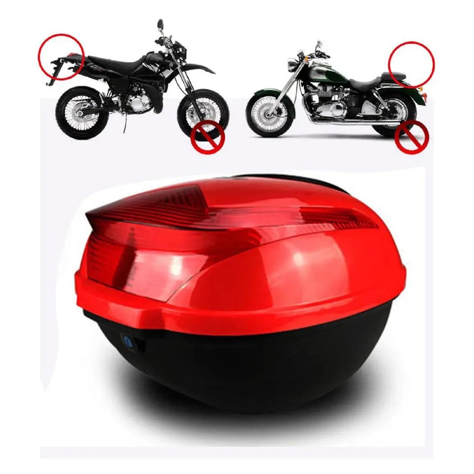 LIZHAYG Topcase Motorrad Topcase for den Kofferraum eines Elektrofahrrads, große Kapazität, stoßfestes Heckgehäuse for Motorräder mit Sicherheitsschloss, Autozubehör(Red) von LIZHAYG