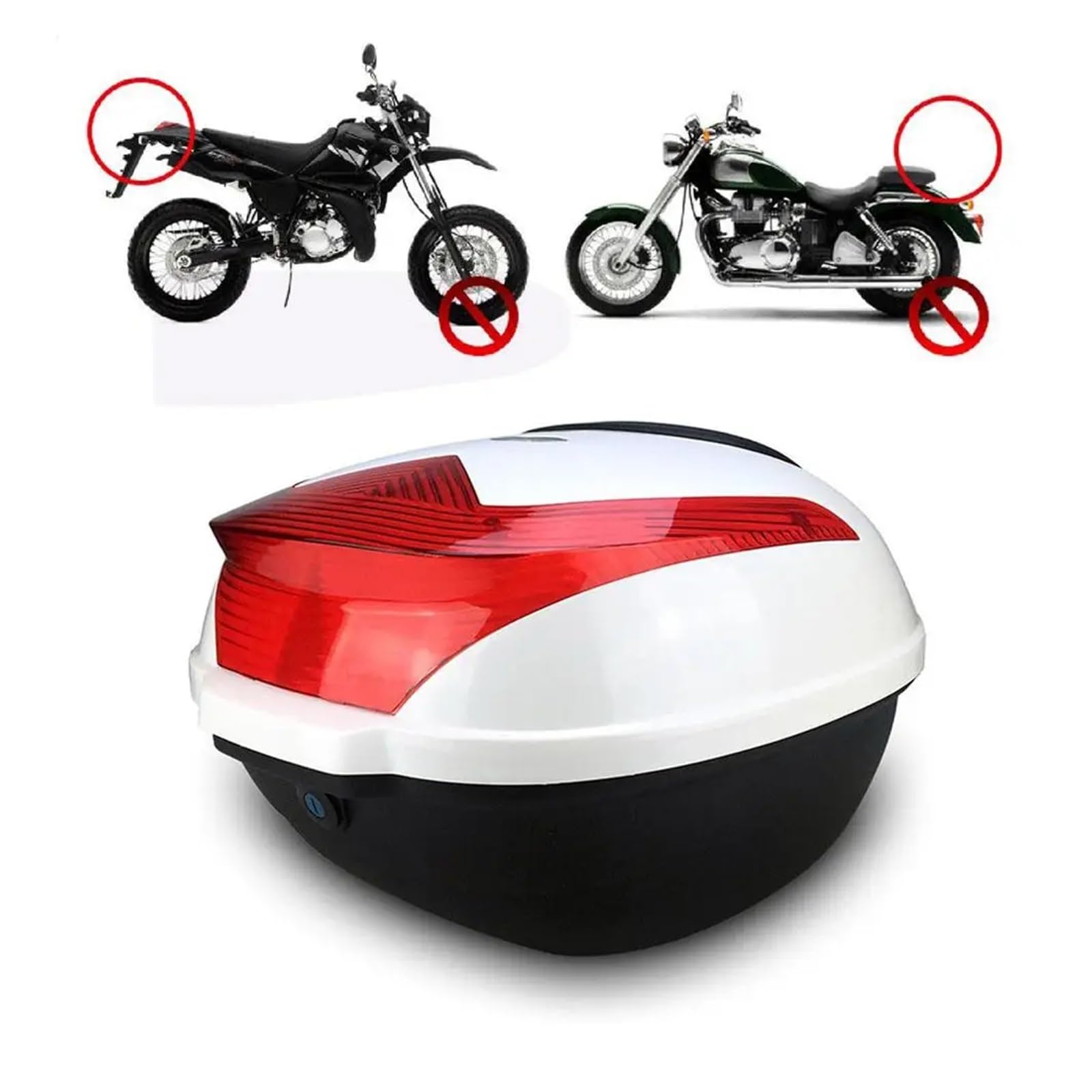 LIZHAYG Topcase Motorrad Topcase for den Kofferraum eines Elektrofahrrads, große Kapazität, stoßfestes Heckgehäuse for Motorräder mit Sicherheitsschloss, Autozubehör(White) von LIZHAYG