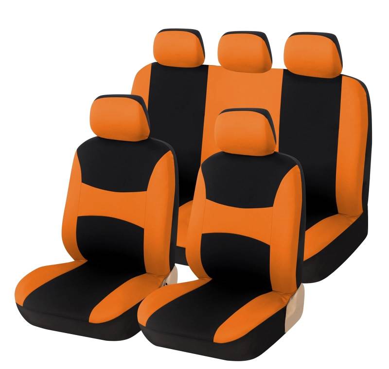 LIZHAYG Universal SitzbezüGe FüR Auto Autositzbezüge Komplettset mit 8-farbigen Universal-Sitzbezügen, Airbag-kompatibel for die meisten Autos, LKWs, Lieferwagen und SUV(Orange) von LIZHAYG