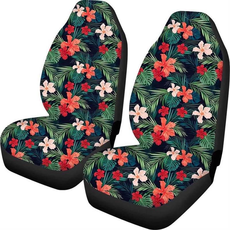 LIZHAYG Universal SitzbezüGe FüR Auto Autositzbezug-Set mit roten Blumen und Blumen, 2-teilig, hoch dehnbar, langlebig, Auto-Vordersitzkissen for Damen und Herren, passend for Fahrzeuge(12) von LIZHAYG