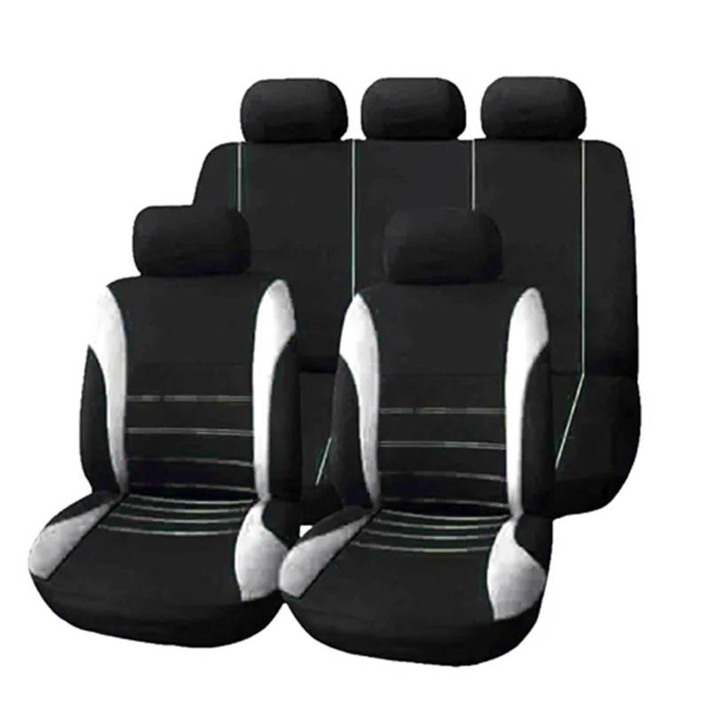 LIZHAYG Universal SitzbezüGe FüR Auto Autoteile Autositzbezug Polyestergewebe 2/4/9-teiliges Set Vierjahreszeiten-Universal-Autositzkissen vorne/hinten(5 seat Grey) von LIZHAYG