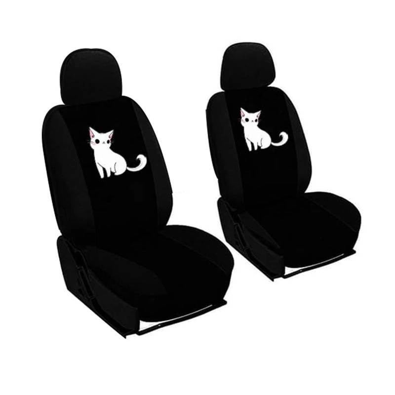 LIZHAYG Universal SitzbezüGe FüR Auto Niedliche Katze Bedruckte Universal-Sitzbezüge for die Vorderseite des Autos/vollständiger Autositzbezug 2/4/9 Stück Autositzschutzbezüge(Black (2 Font seat)) von LIZHAYG