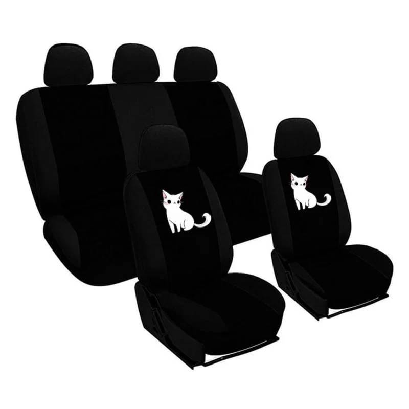 LIZHAYG Universal SitzbezüGe FüR Auto Niedliche Katze Bedruckte Universal-Sitzbezüge for die Vorderseite des Autos/vollständiger Autositzbezug 2/4/9 Stück Autositzschutzbezüge(Black (5 Full seat)) von LIZHAYG