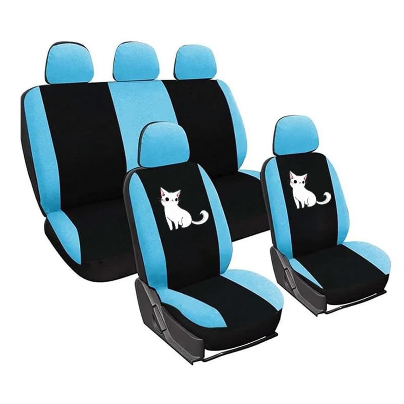 LIZHAYG Universal SitzbezüGe FüR Auto Niedliche Katze Bedruckte Universal-Sitzbezüge for die Vorderseite des Autos/vollständiger Autositzbezug 2/4/9 Stück Autositzschutzbezüge(Blue (5 Full seat)) von LIZHAYG