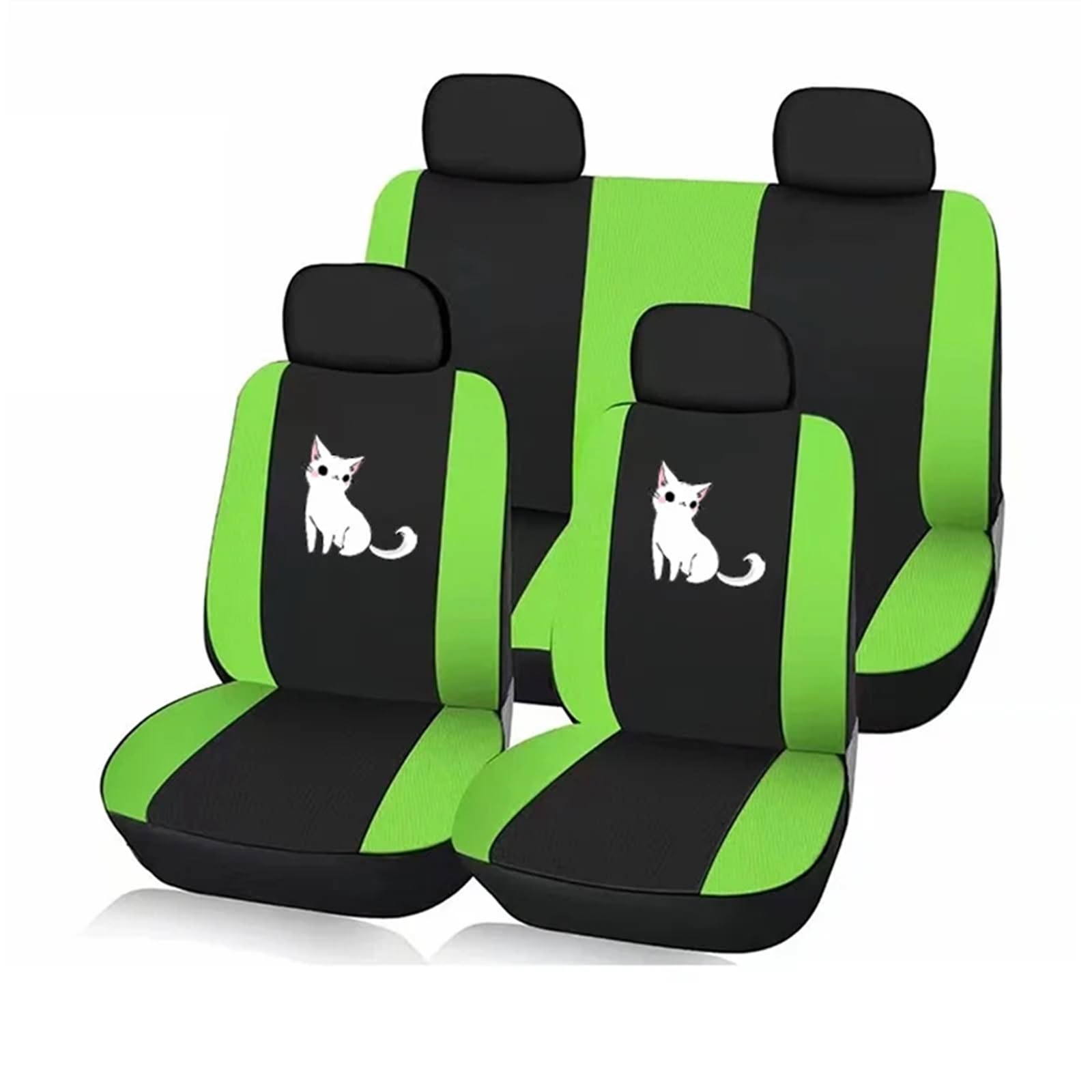 LIZHAYG Universal SitzbezüGe FüR Auto Niedliche Katze Bedruckte Universal-Sitzbezüge for die Vorderseite des Autos/vollständiger Autositzbezug 2/4/9 Stück Autositzschutzbezüge(Green (5 Full seat)) von LIZHAYG