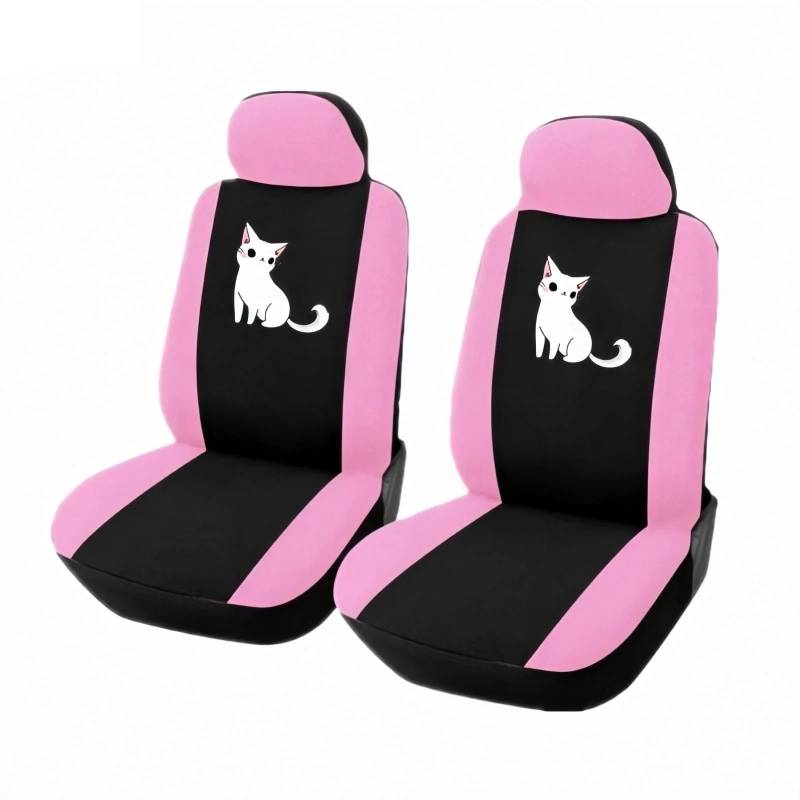 LIZHAYG Universal SitzbezüGe FüR Auto Niedliche Katze Bedruckte Universal-Sitzbezüge for die Vorderseite des Autos/vollständiger Autositzbezug 2/4/9 Stück Autositzschutzbezüge(Pink (2 Font seat)) von LIZHAYG