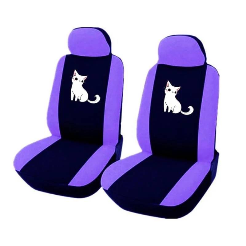 LIZHAYG Universal SitzbezüGe FüR Auto Niedliche Katze Bedruckte Universal-Sitzbezüge for die Vorderseite des Autos/vollständiger Autositzbezug 2/4/9 Stück Autositzschutzbezüge(Purple (2 Font seat)) von LIZHAYG