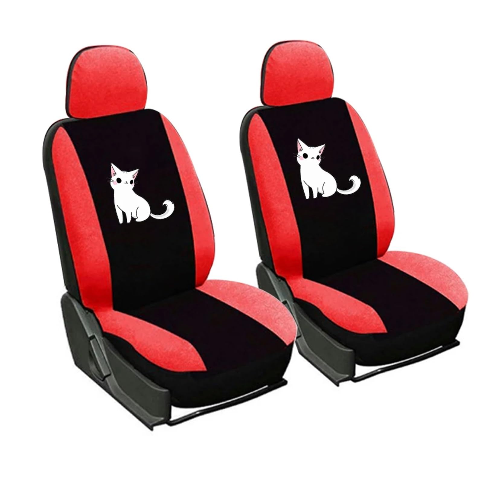 LIZHAYG Universal SitzbezüGe FüR Auto Niedliche Katze Bedruckte Universal-Sitzbezüge for die Vorderseite des Autos/vollständiger Autositzbezug 2/4/9 Stück Autositzschutzbezüge(Red (2 Font seat)) von LIZHAYG